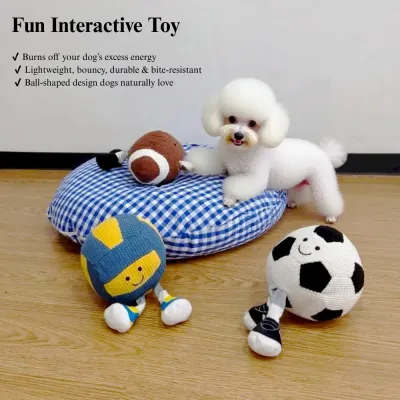 plush squeaky ball Plush Dog Sports Ball Toy Squeaky Football Basketball Volleyball