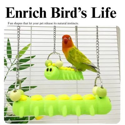 Colorful Caterpillar Parrot Swing Toy PLA Bird Perch Platform Accessory
