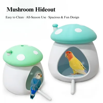 bird hideaway shelter Cute Mushroom Bird Nest Parrot Hideout Durable PLA Material All Season