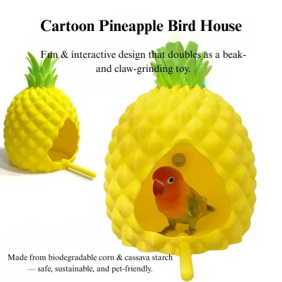 budgie pineapple nest Cartoon Pineapple Bird Nest Parrot Hideout Durable PLA Shelter All Season