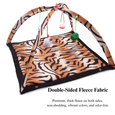 Leopard Zebra Print Cat Hammock Tent Breathable Cat Bed with Hanging Toy