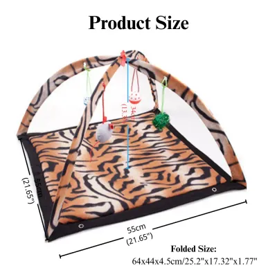 Leopard Zebra Print Cat Hammock Tent Breathable Cat Bed with Hanging Toy