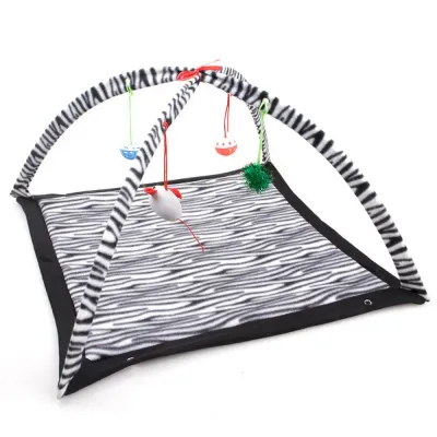 Leopard Zebra Print Cat Hammock Tent Breathable Cat Bed with Hanging Toy