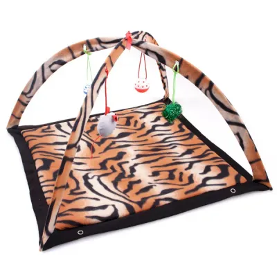 cat hammock wholesale Leopard Zebra Print Cat Hammock Tent Breathable Cat Bed with Hanging Toy