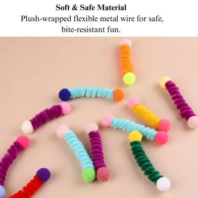 bulk cat play accessories Bulk Cat Teaser Toys Set Self Play Pom Pom Cat Toy Accessories 24 Pack