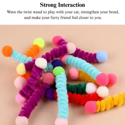 self play cat toys Bulk Cat Teaser Toys Set Self Play Pom Pom Cat Toy Accessories 24 Pack