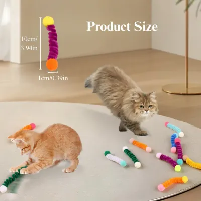 cat teaser toy pack Bulk Cat Teaser Toys Set Self Play Pom Pom Cat Toy Accessories 24 Pack