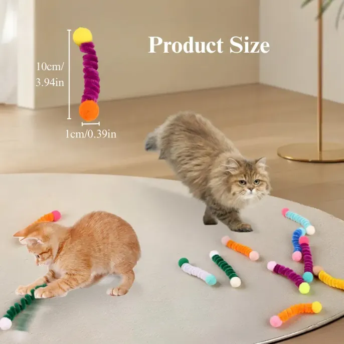 cat teaser toy pack Bulk Cat Teaser Toys Set Self Play Pom Pom Cat Toy Accessories 24 Pack