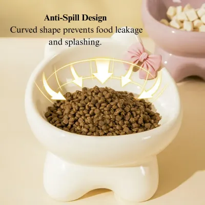 ceramic cat food dish Ceramic Raised Cat Bowl Tilted Design Elevated Pet Feeding Dish
