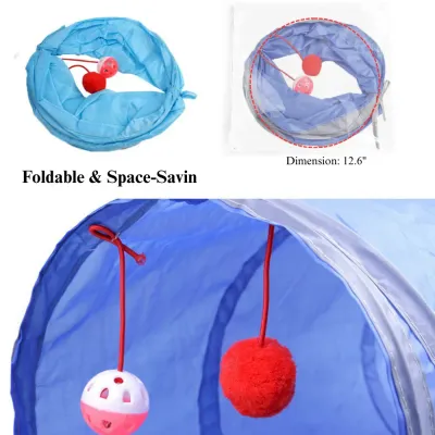 durable cat tunnel toy Cat Tunnel Two Way Foldable Interactive Toy Tube for Indoor Play