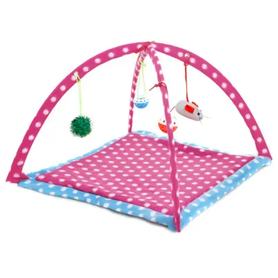 cat tent with sound toy Cat Play Mat Breathable Polka Dot Tent Bed with Jingle Toy