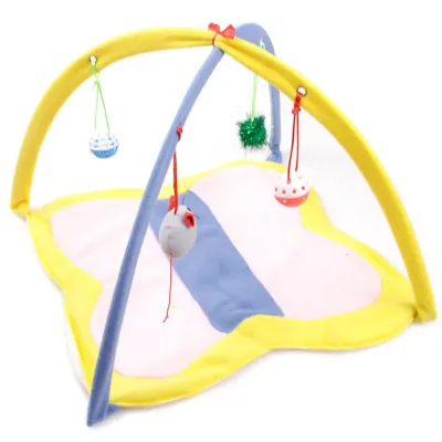 Cartoon Cat Play Mat Tent with Bell Toy Ladybug Bee Butterfly