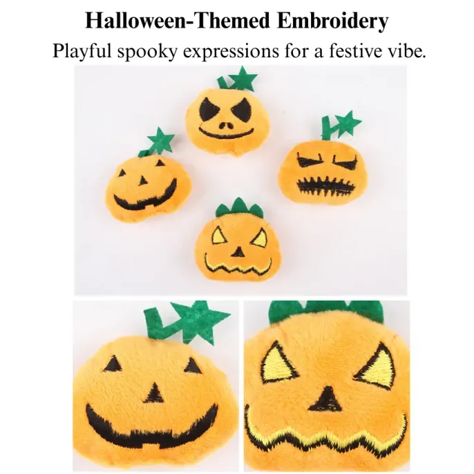 Halloween Pumpkin Cat Toy Durable Bite Resistant with Squeaker
