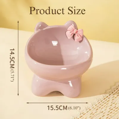 ergonomic pet food bowl Ceramic Raised Cat Bowl Tilted Design Elevated Pet Feeding Dish