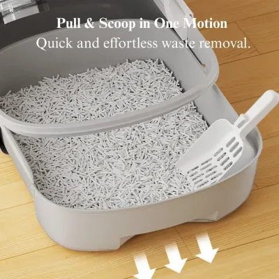 big cat litter tray Large Cat Litter Box Drawer Style Odor Proof Covered Cat Toilet