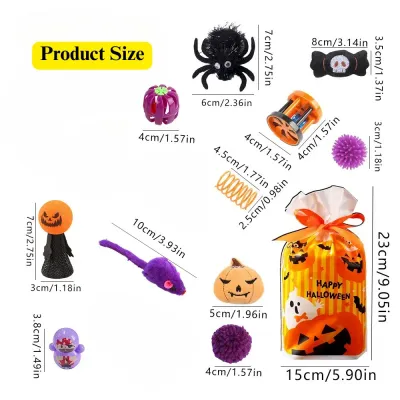 pumpkin cat chew toy Halloween Cat Toy Set 16 Pack Pumpkin Bat Spider Chew Interactive Toys