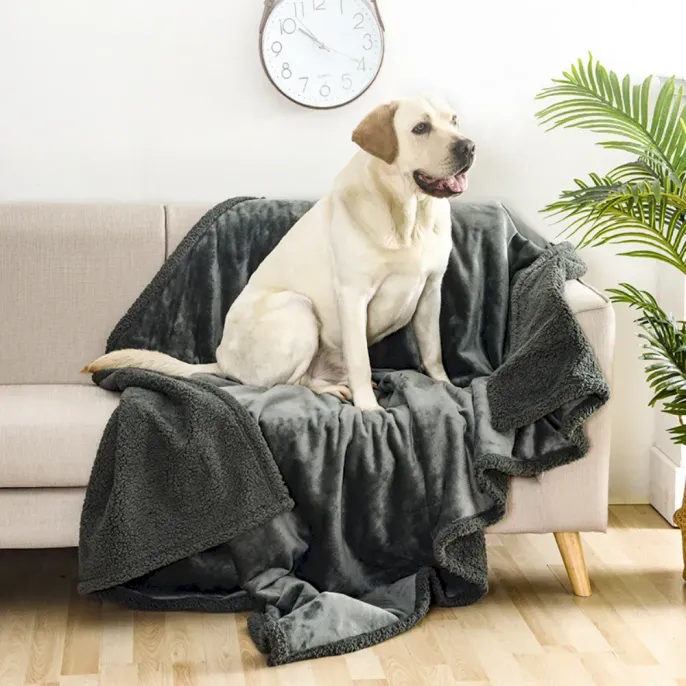 durable pet blanket Waterproof Pet Blanket Cotton Plush Flannel Thick Dog Mat Bed