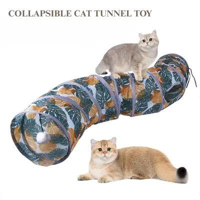 interactive cat S tunnel Printed Cat Tunnel Foldable S Shape Pet Play Tube