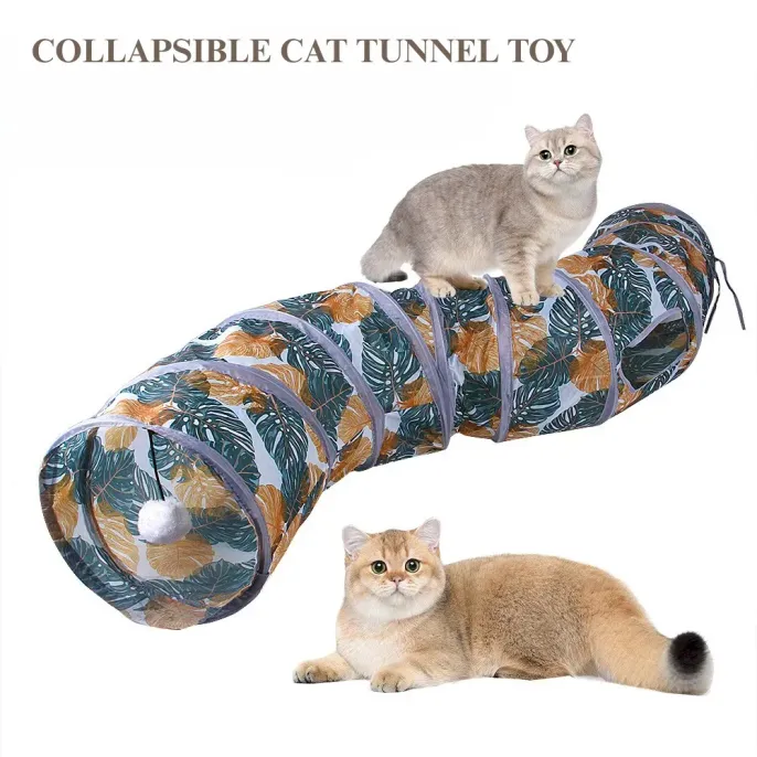 interactive cat S tunnel Printed Cat Tunnel Foldable S Shape Pet Play Tube