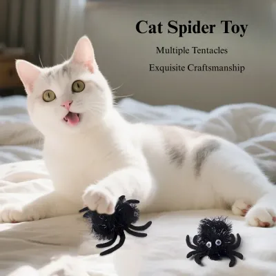 festive cat toy spider Halloween Cat Toy Plush Spider Interactive Pet Play Accessory