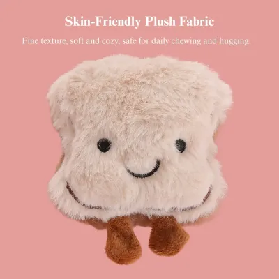 Plush Breakfast Pet Toy Durable Chew Cat Dog Play Bread Cheese Egg Riceball