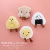 Plush Breakfast Pet Toy Durable Chew Cat Dog Play Bread Cheese Egg Riceball