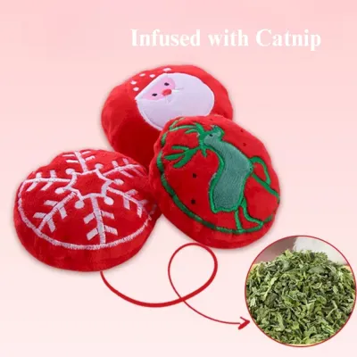 catnip Christmas toy Christmas Plush Cat Toy Catnip Crinkle Pet Play Santa Snowflake Reindeer