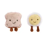 Plush Breakfast Pet Toy Durable Chew Cat Dog Play Bread Cheese Egg Riceball