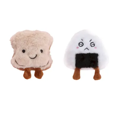 cat dog plush toy Plush Breakfast Pet Toy Durable Chew Cat Dog Play Bread Cheese Egg Riceball