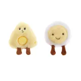 Plush Breakfast Pet Toy Durable Chew Cat Dog Play Bread Cheese Egg Riceball