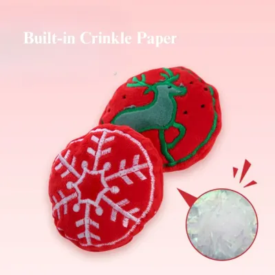 holiday plush cat toy Christmas Plush Cat Toy Catnip Crinkle Pet Play Santa Snowflake Reindeer