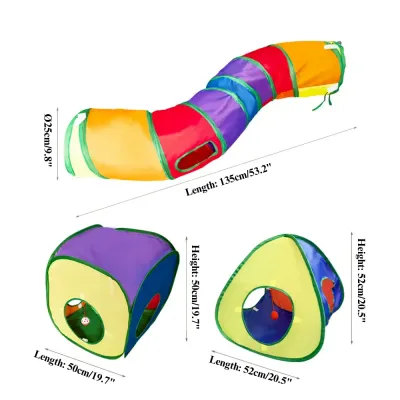 Cat Tunnel Toy Foldable Interactive Rainbow Combination Play Tube