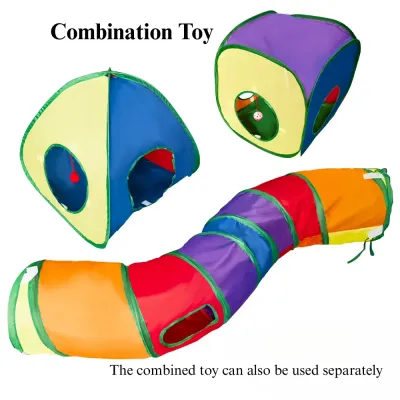 Cat Tunnel Toy Foldable Interactive Rainbow Combination Play Tube