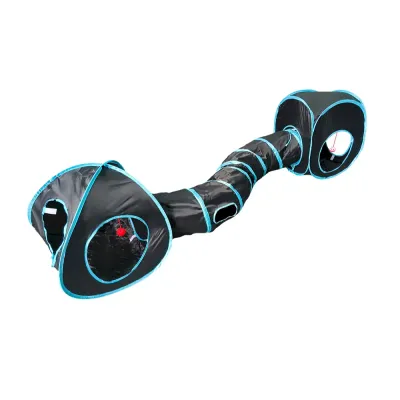 Cat Tunnel Toy Foldable Interactive Blue Black Combination Tube