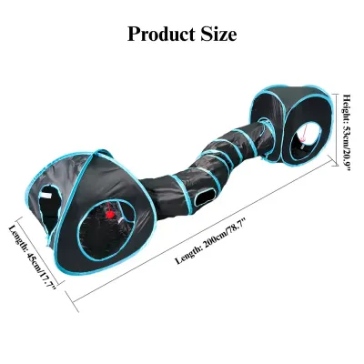 Cat Tunnel Toy Foldable Interactive Blue Black Combination Tube