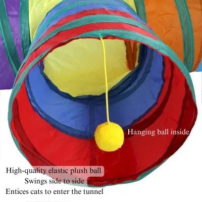 Cat Tunnel Toy Foldable Three Way Rainbow Interactive Play Tube