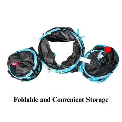 Cat Tunnel Toy Foldable Interactive Blue Black Combination Tube