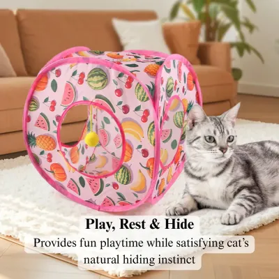 rainbow cat tunnel Cat Tunnel Toy Foldable Summer Fruit Square Play Tube