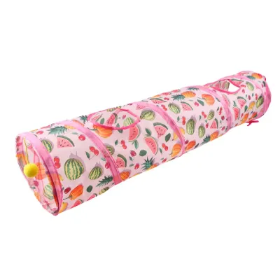 scratch resistant cat tunnel Cat Tunnel Toy Foldable Summer Fruit Long Straight Play Tube