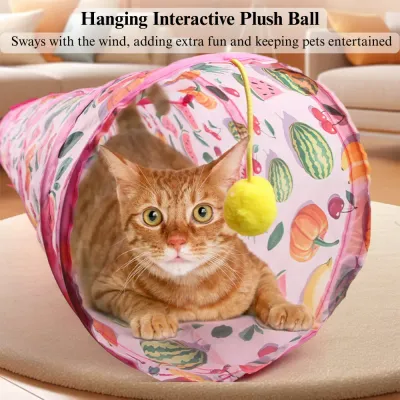 connectable cat tunnel toy Cat Tunnel Toy Foldable Summer Fruit Long Straight Play Tube