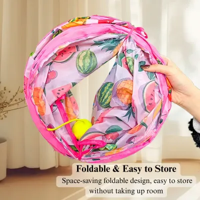 cat toy for exercise Cat Tunnel Toy Foldable Summer Fruit Long Straight Play Tube