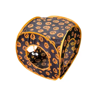 Halloween Pumpkin Cat Tunnel Toy Foldable Square Play Tube