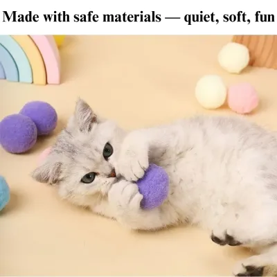 12 Pack Colorful Plush Mini Cat Balls Interactive Toys