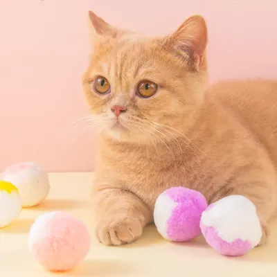 cat toy set of 12 12 Pack Colorful Plush Elastic Cat Balls Interactive Toys