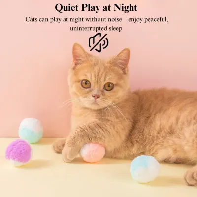 interactive cat toys 12 Pack Colorful Plush Elastic Cat Balls Interactive Toys