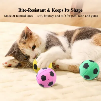 self play cat ball 24 Pack Latex Foam Cat Toy Ball Soccer Shape Interactive Chase Self Play Toy