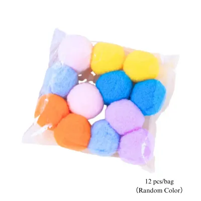 12 Pack Colorful Plush Mini Cat Balls Interactive Toys