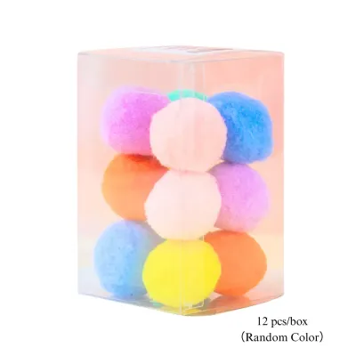 plush cat balls 12 Pack Colorful Plush Elastic Cat Balls Interactive Toys