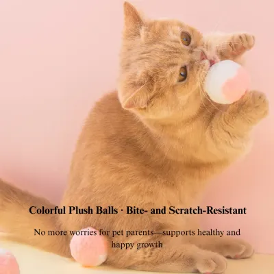elastic cat ball toy 12 Pack Colorful Plush Elastic Cat Balls Interactive Toys