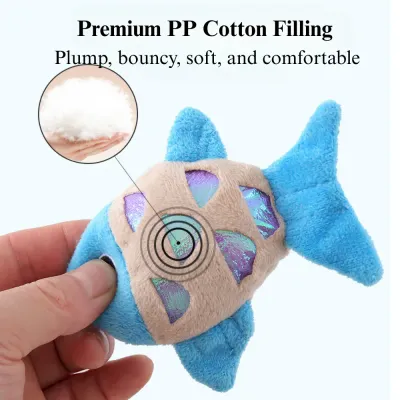 colorful cat toy Plush Fish Cat Toy with Catnip Interactive Self Play
